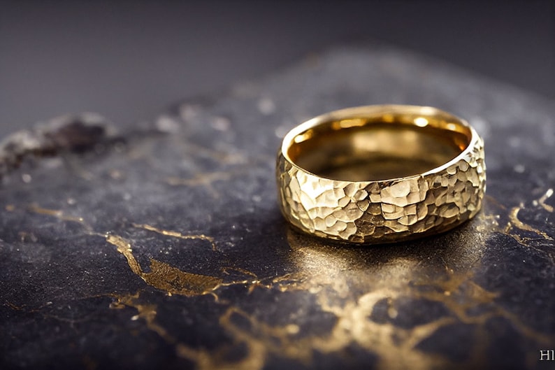 14K Solid Gold Hammered Wedding Band, In 2, 3, 4 or 5MM, Handmade Wedding Ring, Hammered Design, Handcrafted Wedding Band, Hammered Ring image 3