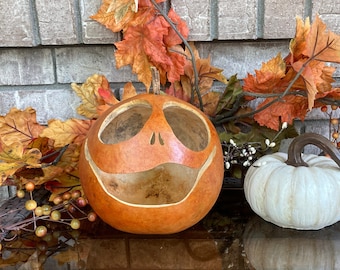 Halloween Gourd - Jack O Lantern - Halloween Decor - Primitive Halloween - Pumpkin Gourd - Primitive Pumpkin - Fall Decor