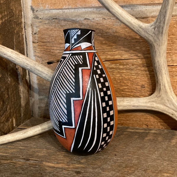 GOURD ART  - Gourd Vase - Southwest Decor - Native American Pottery - Hand Painted Gourd - Anasazi Hopi