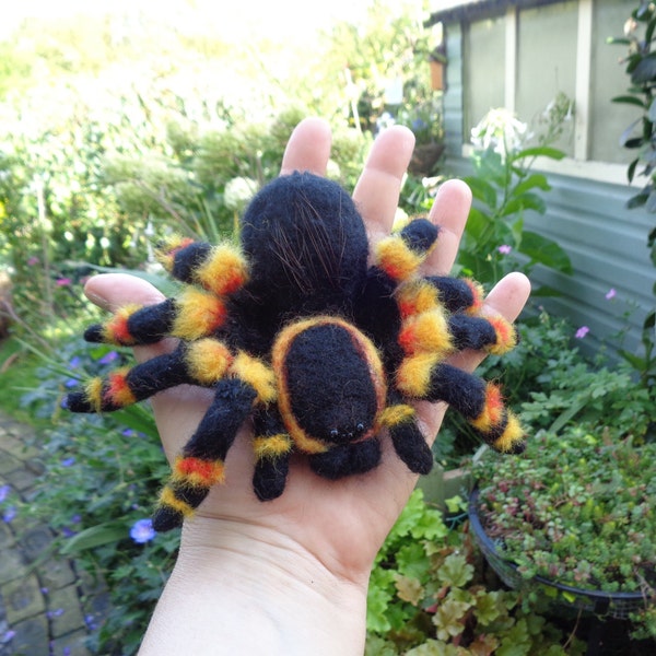 Large Handmade Red Knee Tarantula  Creepy Spider Halloween Decoration.