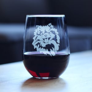 Pomeranian Face - Stemless Wine Glass - Cute Gifts for Dog Lovers with Pomeranians - Large Glasses