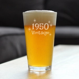 Vintage 1950 - Pint Glass for Beer - 75th Birthday Gifts for Men or Women Turning 75 - Fun Bday Party Decor - 16 oz