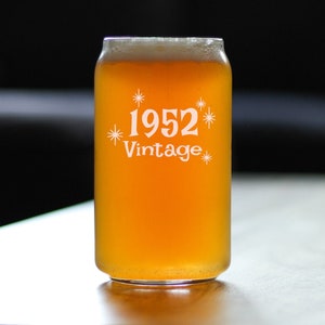 Vintage 1952 - Beer Can Pint Glass - 73rd Birthday Gifts for Men or Women Turning 73 - Fun Bday Party Decor - 16 oz