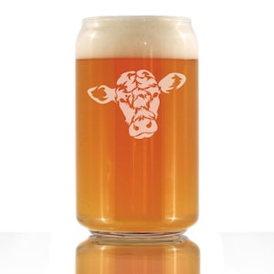 Kuh Gesicht geätzt Bierdose Pint Glas - Lustiges Bauernhaus Geschenk