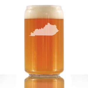 Kentucky State Outline Beer Can Pint Glass, Etched Gifts for Kentuckians - 16 oz