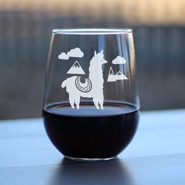 Alpaca - Stemless Wine Glass - Cute Funny Animal Gifts for Women