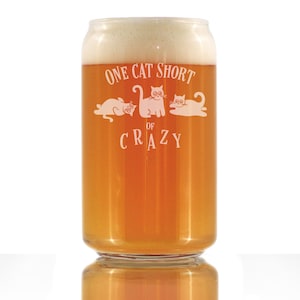One Cat Short of Crazy - Bicchiere da pinta di birra - Regali divertenti per gatti per donne e uomini - Bicchieri da 16 once