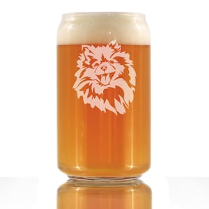 Pomeranian Face - Beer Can Pint Glass, Etched Sayings - Cute Gifts for Dog Lovers with Pomeranians