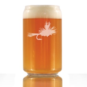 Fly Fishing Beer Can Pint Glass - Unique Flyfishing Themed Gifts for Fishermen - 16 oz Glasses