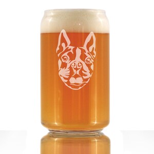 Boston Terrier Face - Beer Can Pint Glass, Etched Sayings - Cute Gifts for Dog Lovers with Boston Terriers