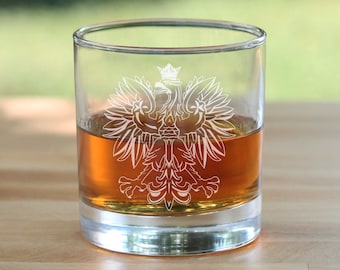 Vetro Rocks da 10 oz inciso con aquila polacca, tazza da festa per pali, regali unici della Polonia