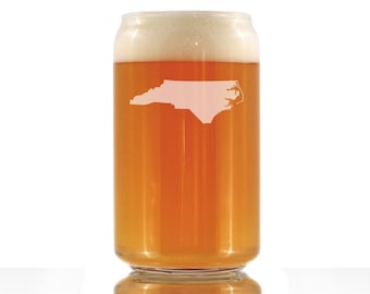 Geëtst North Carolina State Outline bierpintglas - 16 oz