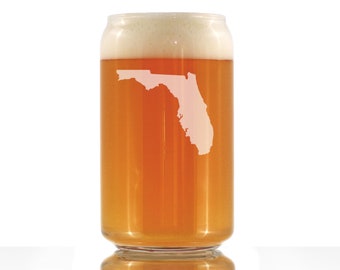 Florida State Outline - Vaso de pinta para lata de cerveza, regalos grabados para floridanos, 16 oz