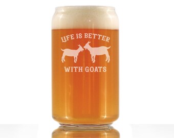 Etched Goat Beer Can Glass: Funny Goat Lover Gift