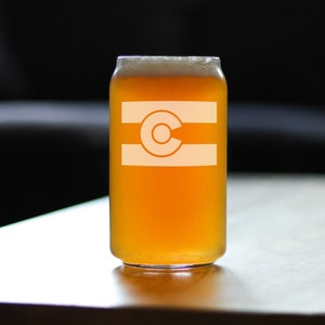 Colorado Flag - Cute Centennial State Beer Can Pint Glass, Large 16 Ounce Size, Etched Sayings, Gift for Coloradoans