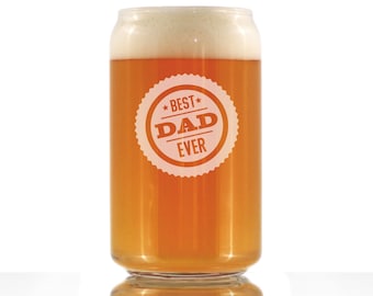 Best Dad Ever - 16 oz Beer Can Pint Glass - Fathers Day Gifts for Men, Husband & Happy Birthday Gift for Dad