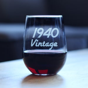 Stemless wijnglas 86e verjaardag: vintage 1940 geëtst cadeau