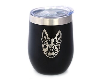 Boston Terrier Gesicht Weinbecher: Edelstahl, Edelstahl, Schiebedeckel