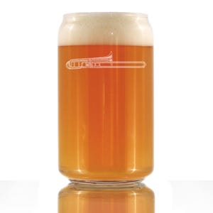 Trombone Beer Can Pint Glass Music Decor and Music Teacher Gifts for Musicians 16 oz Glasses