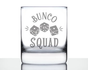 Verre à roche Bunco Squad - Décoration Bunco et cadeaux Bunco pour femme - Verres de 10,25 oz