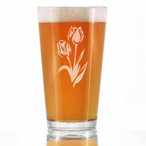 Tulip - Pint Glass for Beer - Flower Lover Themed Gifts and Decor for Gardeners and Florists - 16 oz Glass