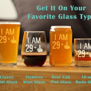 I Am 29 1 Middle Finger Funny Stemless Wine Glass, Large 17 Ounce Size, Etched Sayings, 30th Birthday Gift for Women 画像 10