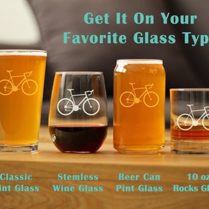 Bicycle Beer Can Pint Glass Unique Biking Themed Decor and Gifts for Bikers 16 oz Glasses image 6