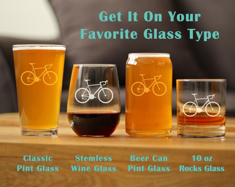 Bicycle Beer Can Pint Glass Unique Biking Themed Decor and Gifts for Bikers 16 oz Glasses image 6