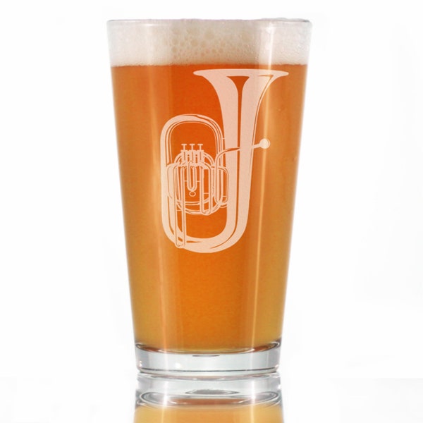 Tuba - Music Teacher Pint Glass - Cute Pint Glass for Beer, Etched Sayings, Gift for Musicians Who Love the Tuba