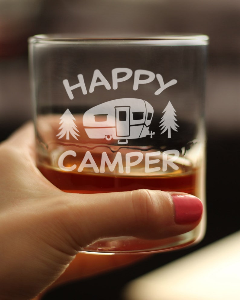 BevveeCo Happy Camper Rocks Glass - Thumbnail 5