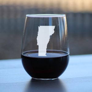 Vermont State Outline Stemless Weinglas - Geätzte Sprüche, gravierte Geschenke für Vermonters - Große 17 Unze