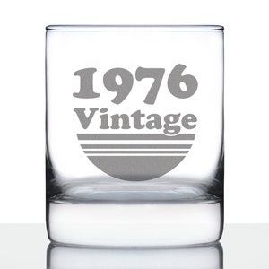 Vintage 1976 - Divertenti bicchieri da whisky Rocks per il 49° compleanno, regali per uomini e donne che compiono 49 anni - Bicchiere da whisky retrò