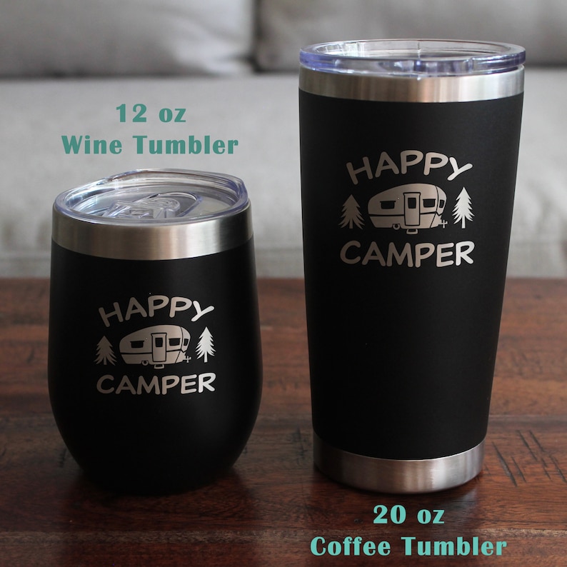 BevveeCo Happy Camper Rocks Glass - Thumbnail 3