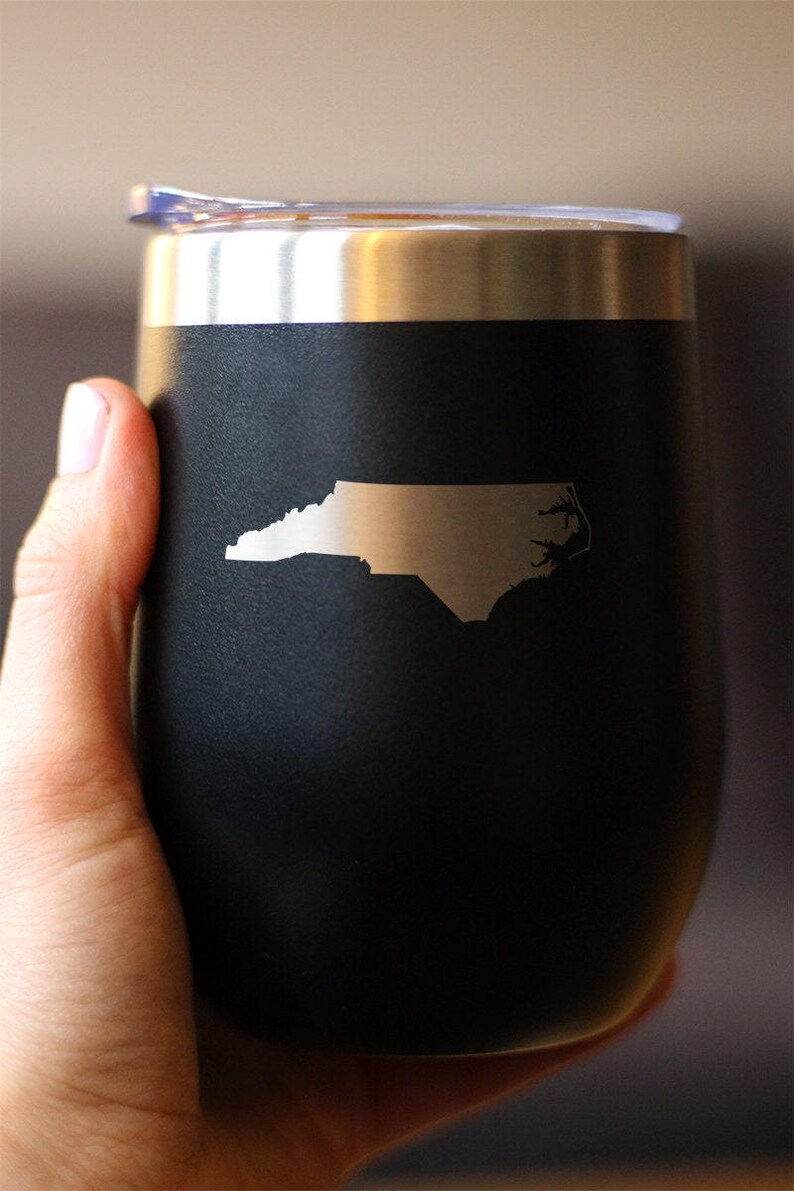 North Carolina State Outline Wine Tumbler: Stainless Steel Travel Mug image 2