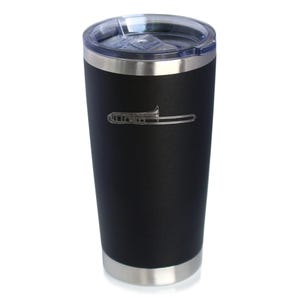 Trombone Insulated Coffee Tumbler with Sliding Lid Music Decor and Music Teacher Gifts for Musicians 20oz Stainless Steel Tumbler