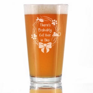 Cat Lover Pint Glass: Funny Etched Beer Glass, 16 oz