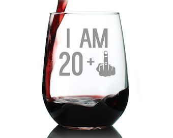 Divertente bicchiere da vino per il 21° compleanno: dito medio inciso, 17 once
