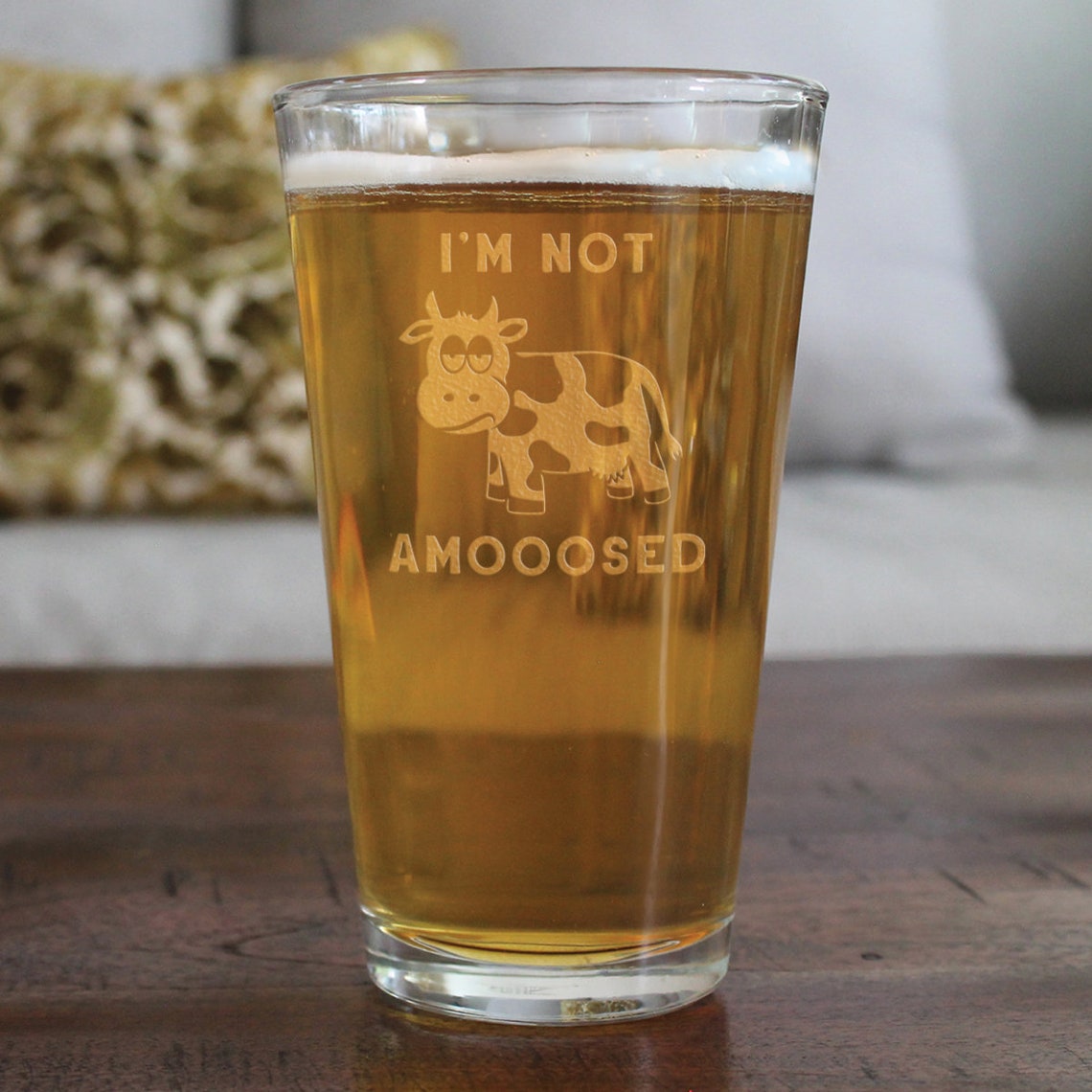 I'm Not Amooosed Cute Funny Pint Glass 16 Oz Etched Etsy