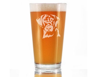 Etched Labrador Face Pint Glass: Dog Lover Gift