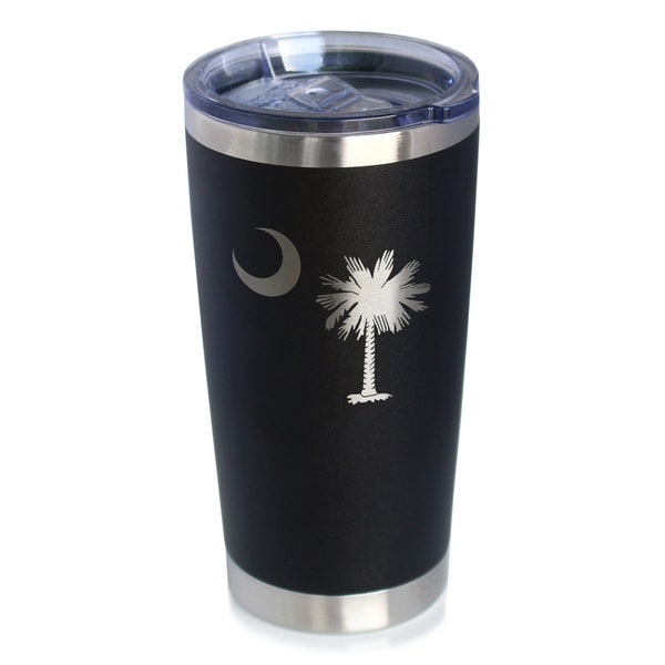 South Carolina Flag - Insulated Coffee Tumbler Cup with Sliding Lid - Stainless Steel Insulated Mug - Decor and Gifts for South Carolinians