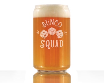 Pinte de canette de bière Squad Bunco - Décoration Bunco et cadeaux Bunco pour femme - Verres de 16 oz