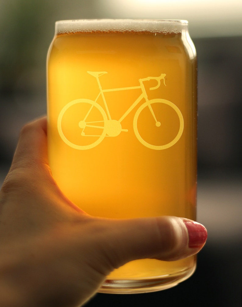 Bicycle Beer Can Pint Glass Unique Biking Themed Decor and Gifts for Bikers 16 oz Glasses image 3