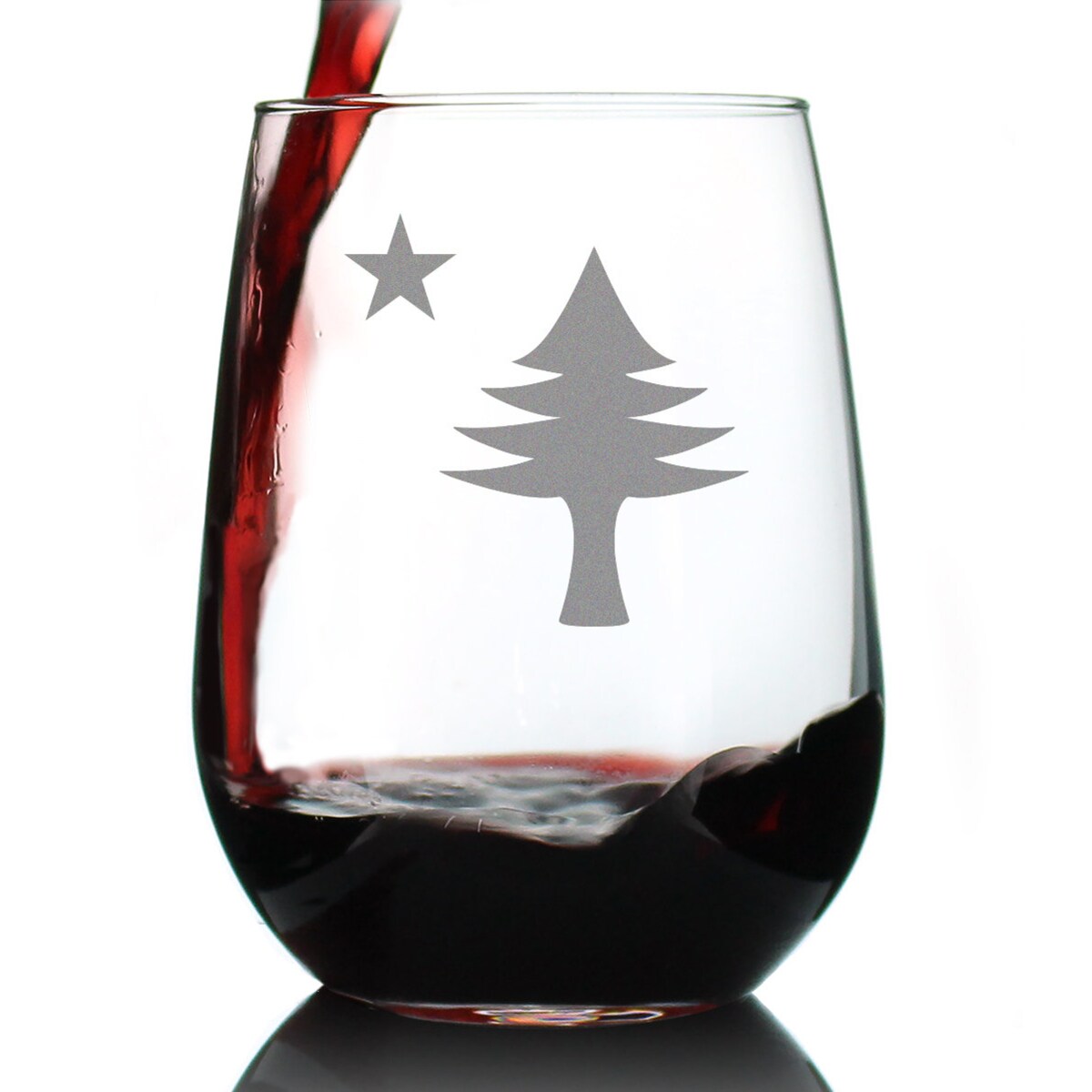 Old Maine Flag Stemless Wine Glass - Original 1901 State of Maine Flag Gifts for Women & Men Mainers - Large Engraved 17 Oz Glasses - Etsy