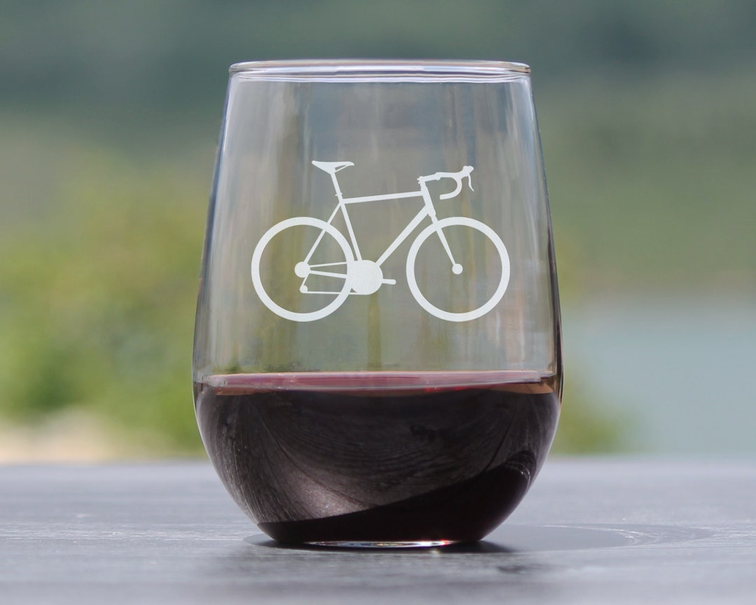 Bicycle Stemless Wine Glass Unique Biking Themed Decor and Etsy