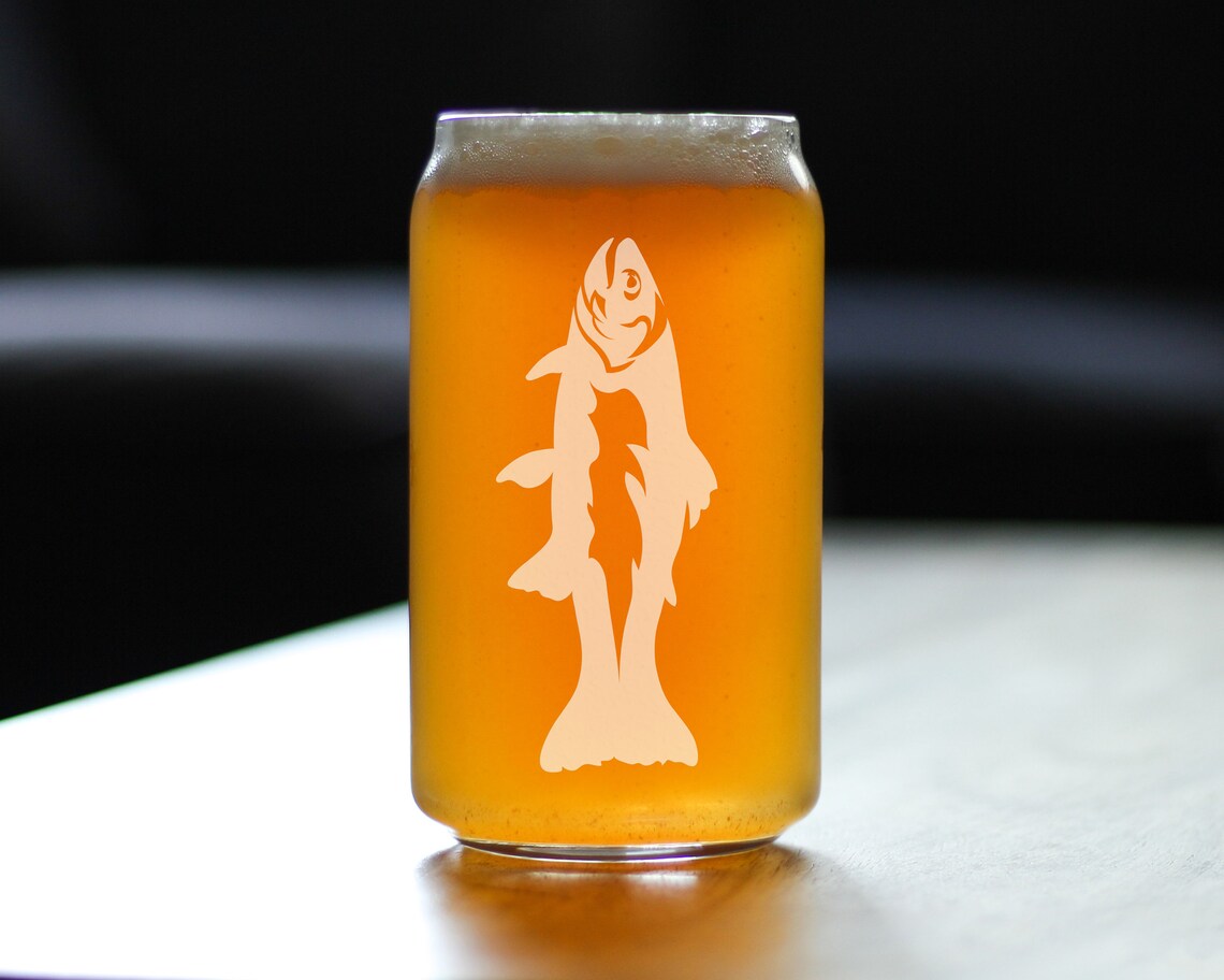 Trout Fish 16 Oz Beer Can Pint Glass Father's Day Etsy