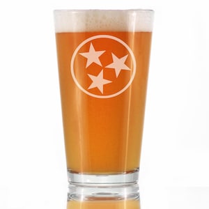 Tennessee Flag Pint Glass - Engraved Beer Glasses for Men & Women - Fun 16 Oz Tumbler Gifts