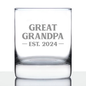 Great Grandpa Est 2024 Neuer Urgroßvater Whisky Rocks Glas Geschenk zum ersten Mal Urgroßeltern Mutige 10,25 Unzen Gläser Bild 2