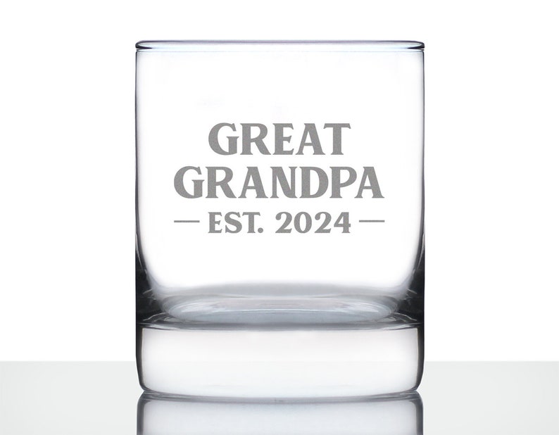 Great Grandpa Est 2024 Neuer Urgroßvater Whisky Rocks Glas Geschenk zum ersten Mal Urgroßeltern Mutige 10,25 Unzen Gläser Bild 2