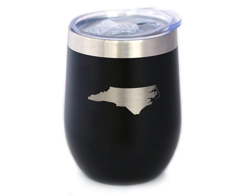North Carolina State Outline Wine Tumbler: Stainless Steel Travel Mug image 1