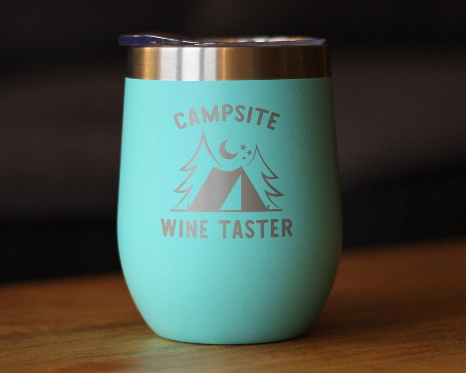 Insulated Wine Tumbler Glass With Sliding Lid Campsite Wine Etsy